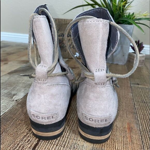 Sorel Farah Short beige gray Suede Kettle/Jet Boots Booties size 9.5 - Picture 7 of 11
